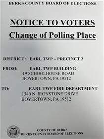 NOTE TO VOTERS: Change of Polling Place